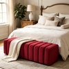 image:imageMCombo 545 Velvet Bench for Bedroom End of Bed Ottoman for Entryway 4698 BeigeRed