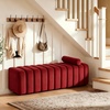 image:imageMCombo 545 Velvet Bench for Bedroom End of Bed Ottoman for Entryway 4698 BeigeRed
