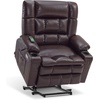 image:imageMCombo Small Dual Motor Power Lift Recliner Chair for Petite Elderly 7893  Heat and Massage Zero Gravity Lift Chair Infinite Position Lay Flat USB Ports Faux Leather Small BlueDark Brown