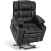 image:imageMCombo Small Dual Motor Power Lift Recliner Chair for Petite Elderly 7893  Heat and Massage Zero Gravity Lift Chair Infinite Position Lay Flat USB Ports Faux Leather Small BlueBlack
