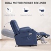 image:imageMCombo Small Dual Motor Power Lift Recliner Chair for Petite Elderly 7893  Heat and Massage Zero Gravity Lift Chair Infinite Position Lay Flat USB Ports Faux Leather Small BlueBlue