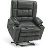 image:imageMCombo Small Dual Motor Power Lift Recliner Chair for Petite Elderly 7893  Heat and Massage Zero Gravity Lift Chair Infinite Position Lay Flat USB Ports Faux Leather Small BlueGrey