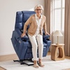 image:imageMCombo Small Dual Motor Power Lift Recliner Chair for Petite Elderly 7893  Heat and Massage Zero Gravity Lift Chair Infinite Position Lay Flat USB Ports Faux Leather Small BlueBlue