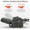 image:imageMCombo Small Dual Motor Power Lift Recliner Chair for Petite Elderly 7893  Heat and Massage Zero Gravity Lift Chair Infinite Position Lay Flat USB Ports Faux Leather Small BlueGrey
