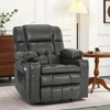 image:imageMCombo Small Dual Motor Power Lift Recliner Chair for Petite Elderly 7893  Heat and Massage Zero Gravity Lift Chair Infinite Position Lay Flat USB Ports Faux Leather Small BlueGrey
