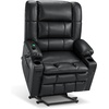 image:imageMCombo Small Dual Motor Power Lift Recliner Chair for Petite Elderly 7893  Heat and Massage Zero Gravity Lift Chair Infinite Position Lay Flat USB Ports Faux Leather Small BlueBlack