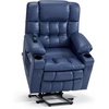 image:imageMCombo Small Dual Motor Power Lift Recliner Chair for Petite Elderly 7893  Heat and Massage Zero Gravity Lift Chair Infinite Position Lay Flat USB Ports Faux Leather Small BlueBlue