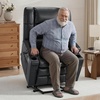 image:imageMCombo Small Dual Motor Power Lift Recliner Chair for Petite Elderly 7893  Heat and Massage Zero Gravity Lift Chair Infinite Position Lay Flat USB Ports Faux Leather Small BlueBlack