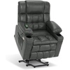 image:imageMCombo Small Dual Motor Power Lift Recliner Chair for Petite Elderly 7893  Heat and Massage Zero Gravity Lift Chair Infinite Position Lay Flat USB Ports Faux Leather Small BlueGrey