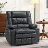 image:imageMCombo Small Dual Motor Power Lift Recliner Chair for Petite Elderly 7893  Heat and Massage Zero Gravity Lift Chair Infinite Position Lay Flat USB Ports Faux Leather Small BlueBlack