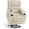 image:imageMCombo Small Dual Motor Power Lift Recliner Chair for Petite Elderly 7893  Heat and Massage Zero Gravity Lift Chair Infinite Position Lay Flat USB Ports Faux Leather Small BlueCream White