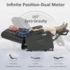 image:imageMCombo Small Dual Motor Power Lift Recliner Chair for Petite Elderly 7893  Heat and Massage Zero Gravity Lift Chair Infinite Position Lay Flat USB Ports Faux Leather Small BlueGrey