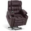 image:imageMCombo Small Dual Motor Power Lift Recliner Chair for Petite Elderly 7893  Heat and Massage Zero Gravity Lift Chair Infinite Position Lay Flat USB Ports Faux Leather Small BlueDark Brown