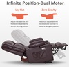 image:imageMCombo Small Dual Motor Power Lift Recliner Chair for Petite Elderly 7893  Heat and Massage Zero Gravity Lift Chair Infinite Position Lay Flat USB Ports Faux Leather Small BlueDark Brown
