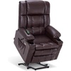 image:imageMCombo Small Dual Motor Power Lift Recliner Chair for Petite Elderly 7893  Heat and Massage Zero Gravity Lift Chair Infinite Position Lay Flat USB Ports Faux Leather Small BlueDark Brown