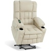 image:imageMCombo Small Dual Motor Power Lift Recliner Chair for Petite Elderly 7893  Heat and Massage Zero Gravity Lift Chair Infinite Position Lay Flat USB Ports Faux Leather Small BlueCream White