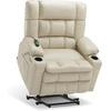 image:imageMCombo Small Dual Motor Power Lift Recliner Chair for Petite Elderly 7893  Heat and Massage Zero Gravity Lift Chair Infinite Position Lay Flat USB Ports Faux Leather Small BlueCream White