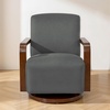 image:imageMCombo Swivel Glider Accent Chair 360 Swivel amp 30 Rocking Wood Arm 4494  Classic Style Wrinkle Resistant amp Fade Resistant Fabric Supportive Seating Living Room Bedroom GreyGrey