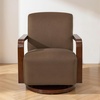 image:imageMCombo Swivel Glider Accent Chair 360 Swivel amp 30 Rocking Wood Arm 4494  Classic Style Wrinkle Resistant amp Fade Resistant Fabric Supportive Seating Living Room Bedroom GreyBrown