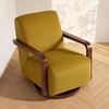 image:imageMCombo Swivel Glider Accent Chair 360 Swivel amp 30 Rocking Wood Arm 4494  Classic Style Wrinkle Resistant amp Fade Resistant Fabric Supportive Seating Living Room Bedroom GreyYellow