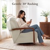 image:imageMCombo Swivel Glider Accent Chair 360 Swivel amp 30 Rocking Wood Arm 4494  Classic Style Wrinkle Resistant amp Fade Resistant Fabric Supportive Seating Living Room Bedroom GreyBeige