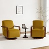 image:imageMCombo Swivel Glider Accent Chair 360 Swivel amp 30 Rocking Wood Arm 4494  Classic Style Wrinkle Resistant amp Fade Resistant Fabric Supportive Seating Living Room Bedroom GreyYellow