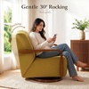 image:imageMCombo Swivel Glider Accent Chair 360 Swivel amp 30 Rocking Wood Arm 4494  Classic Style Wrinkle Resistant amp Fade Resistant Fabric Supportive Seating Living Room Bedroom GreyYellow