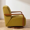 image:imageMCombo Swivel Glider Accent Chair 360 Swivel amp 30 Rocking Wood Arm 4494  Classic Style Wrinkle Resistant amp Fade Resistant Fabric Supportive Seating Living Room Bedroom GreyYellow