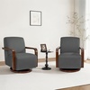 image:imageMCombo Swivel Glider Accent Chair 360 Swivel amp 30 Rocking Wood Arm 4494  Classic Style Wrinkle Resistant amp Fade Resistant Fabric Supportive Seating Living Room Bedroom GreyGrey