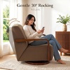 image:imageMCombo Swivel Glider Accent Chair 360 Swivel amp 30 Rocking Wood Arm 4494  Classic Style Wrinkle Resistant amp Fade Resistant Fabric Supportive Seating Living Room Bedroom GreyBrown