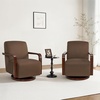 image:imageMCombo Swivel Glider Accent Chair 360 Swivel amp 30 Rocking Wood Arm 4494  Classic Style Wrinkle Resistant amp Fade Resistant Fabric Supportive Seating Living Room Bedroom GreyBrown