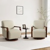 image:imageMCombo Swivel Glider Accent Chair 360 Swivel amp 30 Rocking Wood Arm 4494  Classic Style Wrinkle Resistant amp Fade Resistant Fabric Supportive Seating Living Room Bedroom GreyBeige