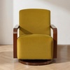 image:imageMCombo Swivel Glider Accent Chair 360 Swivel amp 30 Rocking Wood Arm 4494  Classic Style Wrinkle Resistant amp Fade Resistant Fabric Supportive Seating Living Room Bedroom GreyYellow