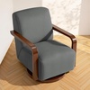 image:imageMCombo Swivel Glider Accent Chair 360 Swivel amp 30 Rocking Wood Arm 4494  Classic Style Wrinkle Resistant amp Fade Resistant Fabric Supportive Seating Living Room Bedroom GreyGrey