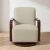 image:imageMCombo Swivel Glider Accent Chair 360 Swivel amp 30 Rocking Wood Arm 4494  Classic Style Wrinkle Resistant amp Fade Resistant Fabric Supportive Seating Living Room Bedroom GreyBeige