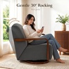 image:imageMCombo Swivel Glider Accent Chair 360 Swivel amp 30 Rocking Wood Arm 4494  Classic Style Wrinkle Resistant amp Fade Resistant Fabric Supportive Seating Living Room Bedroom GreyGrey