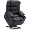 image:imageMCombo Small Dual Motor Power Lift Recliner Chair for Petite Elderly 7893  Heat and Massage Zero Gravity Lift Chair Infinite Position Lay Flat USB Ports Faux Leather Small BlueBlack
