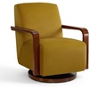 image:imageMCombo Swivel Glider Accent Chair 360 Swivel amp 30 Rocking Wood Arm 4494  Classic Style Wrinkle Resistant amp Fade Resistant Fabric Supportive Seating Living Room Bedroom GreyYellow