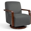 image:imageMCombo Swivel Glider Accent Chair 360 Swivel amp 30 Rocking Wood Arm 4494  Classic Style Wrinkle Resistant amp Fade Resistant Fabric Supportive Seating Living Room Bedroom GreyGrey