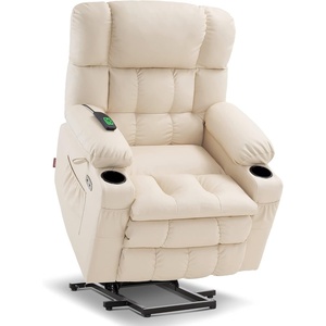 image:imageMCombo Small Dual Motor Power Lift Recliner Chair for Petite Elderly 7893  Heat and Massage Zero Gravity Lift Chair Infinite Position Lay Flat USB Ports Faux Leather Small BlueCream White