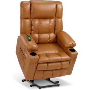 image:imageMCombo Small Dual Motor Power Lift Recliner Chair for Petite Elderly 7893  Heat and Massage Zero Gravity Lift Chair Infinite Position Lay Flat USB Ports Faux Leather Small BlueTawny