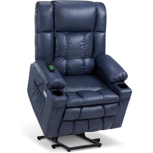 image:imageMCombo Small Dual Motor Power Lift Recliner Chair for Petite Elderly 7893  Heat and Massage Zero Gravity Lift Chair Infinite Position Lay Flat USB Ports Faux Leather Small BlueBlue