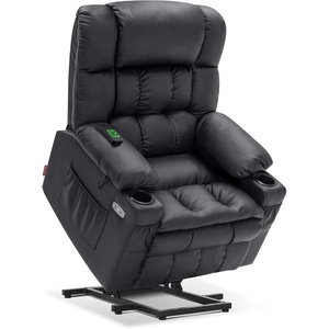 image:imageMCombo Small Dual Motor Power Lift Recliner Chair for Petite Elderly 7893  Heat and Massage Zero Gravity Lift Chair Infinite Position Lay Flat USB Ports Faux Leather Small BlueBlack