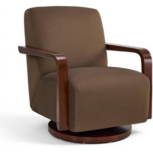 image:imageMCombo Swivel Glider Accent Chair 360 Swivel amp 30 Rocking Wood Arm 4494  Classic Style Wrinkle Resistant amp Fade Resistant Fabric Supportive Seating Living Room Bedroom GreyBrown