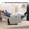 image:imageMCombo 64 in Oversized Reclining Loveseat with Heat amp Massage 6711 LGrey  155 Zero Gravity Power Recline Adjustable Headrest Storage Console Dual Charging Ports Cup HoldersFSC amp OEKO CertifiedLight Grey