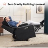 image:imageMCombo 64 in Oversized Reclining Loveseat with Heat amp Massage 6711 LGrey  155 Zero Gravity Power Recline Adjustable Headrest Storage Console Dual Charging Ports Cup HoldersFSC amp OEKO CertifiedBlack