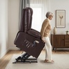 image:imageMCombo Single Motor Power Lift Recliner for Elderly R7541 LargeOversize  140 Recline 47 Footrest 2 USB amp Cup Holders Vibration Massage amp Lumbar Heat 350 lbs Capacity for Big and Tall ElderlyDark Brown