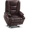 image:imageMCombo Single Motor Power Lift Recliner for Elderly R7541 LargeOversize  140 Recline 47 Footrest 2 USB amp Cup Holders Vibration Massage amp Lumbar Heat 350 lbs Capacity for Big and Tall ElderlyDark Brown