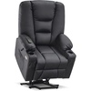 image:imageMCombo Single Motor Power Lift Recliner for Elderly R7541 LargeOversize  140 Recline 47 Footrest 2 USB amp Cup Holders Vibration Massage amp Lumbar Heat 350 lbs Capacity for Big and Tall ElderlyBlack