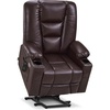 image:imageMCombo Single Motor Power Lift Recliner for Elderly R7541 LargeOversize  140 Recline 47 Footrest 2 USB amp Cup Holders Vibration Massage amp Lumbar Heat 350 lbs Capacity for Big and Tall ElderlyDark Brown